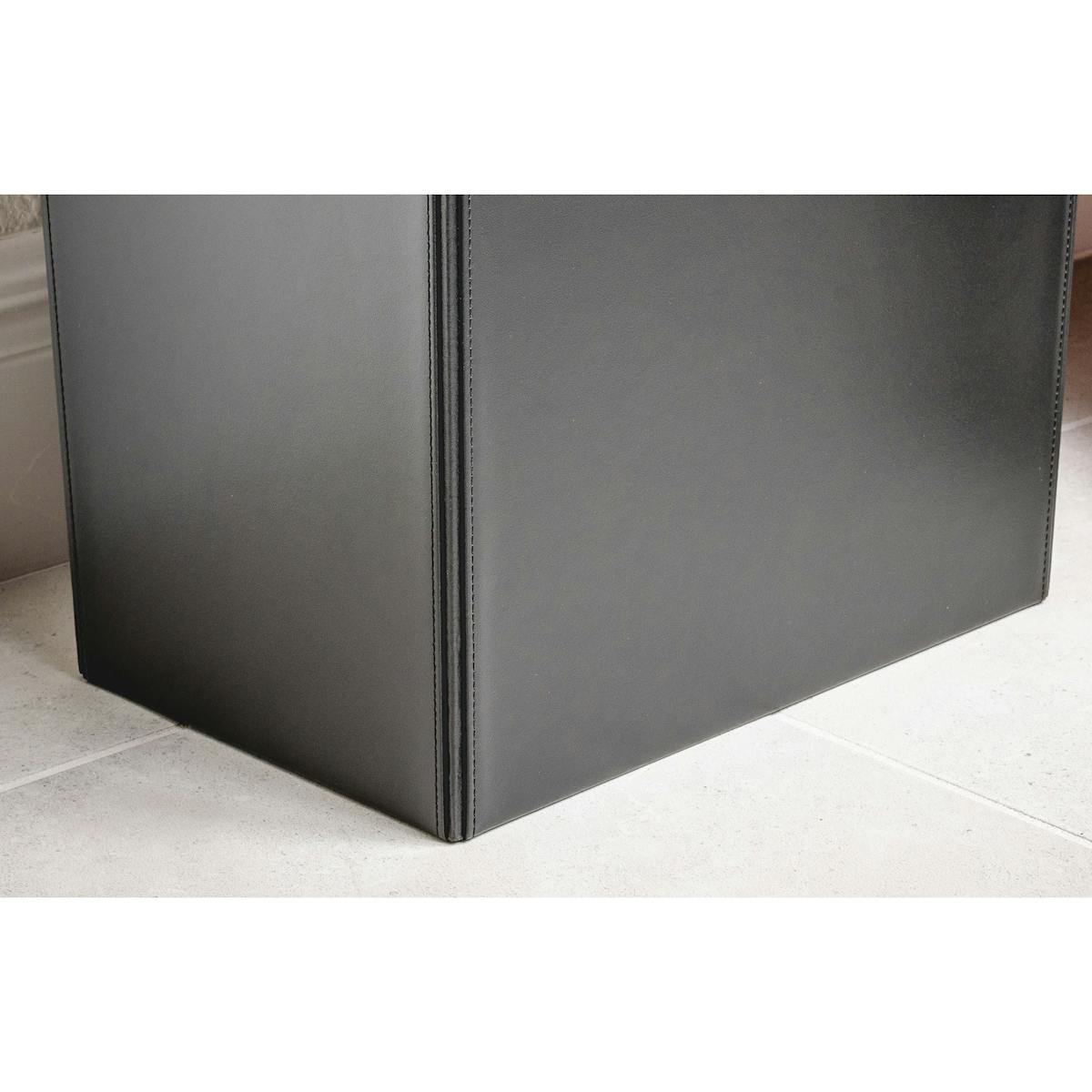 Classic Black Leather Square Waste Basket – dacasso-inc