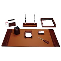  DACASSO Bonded Leather Desk Set - Luxury Leather Desk Pad &  Desk Organization Essentials (Navy Blue, 8 Piece) : Office Products