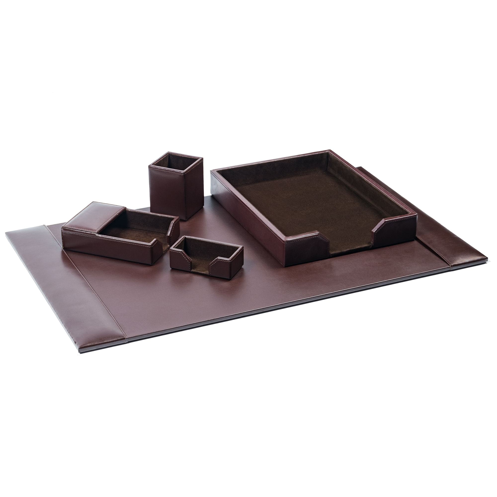 在庫限り】 Desk Accessory Set, 3-piece Genuine Brown Leather その他PCサプライ、アクセサリー