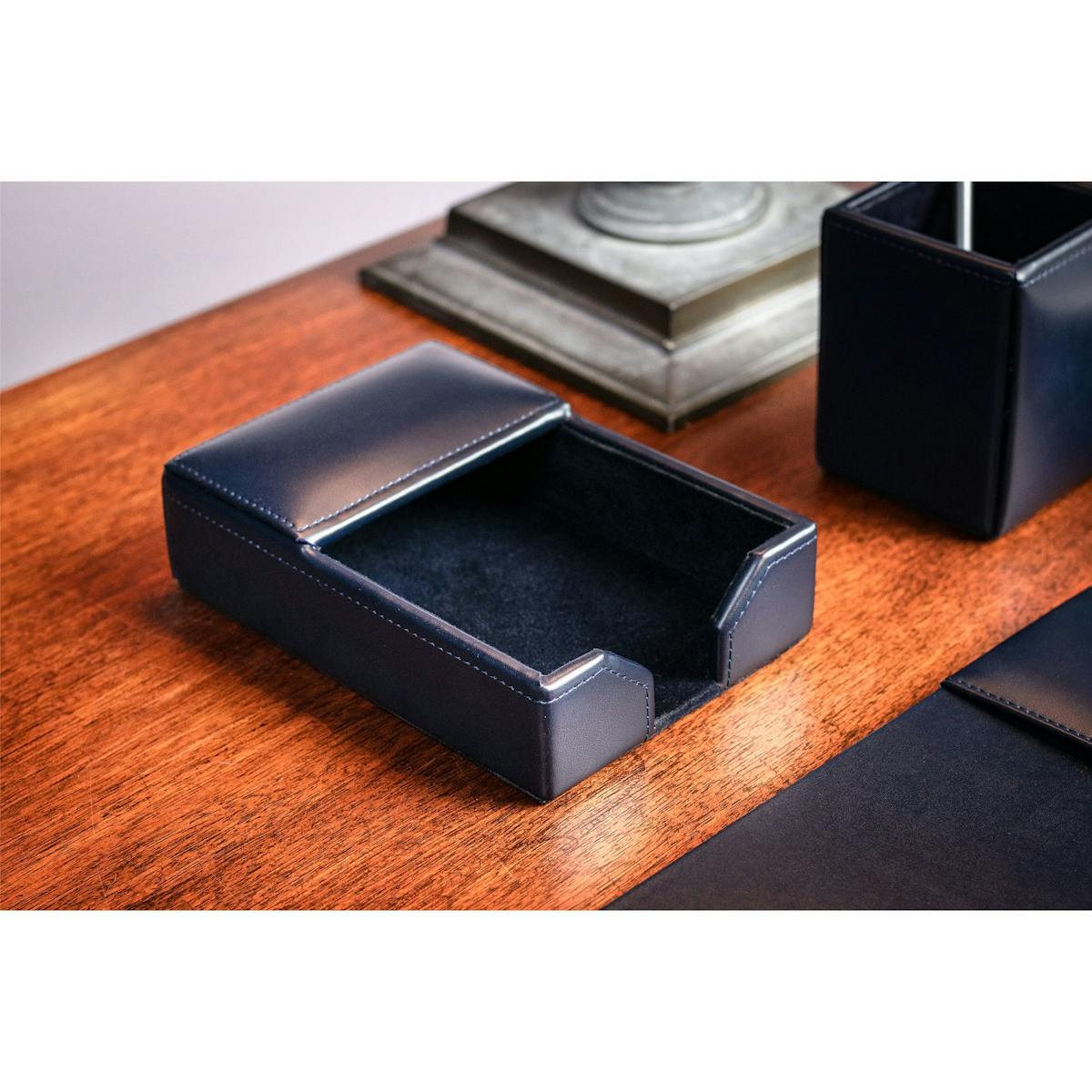 Navy Blue Bonded Leather 6-Piece Desk Set – dacasso-inc