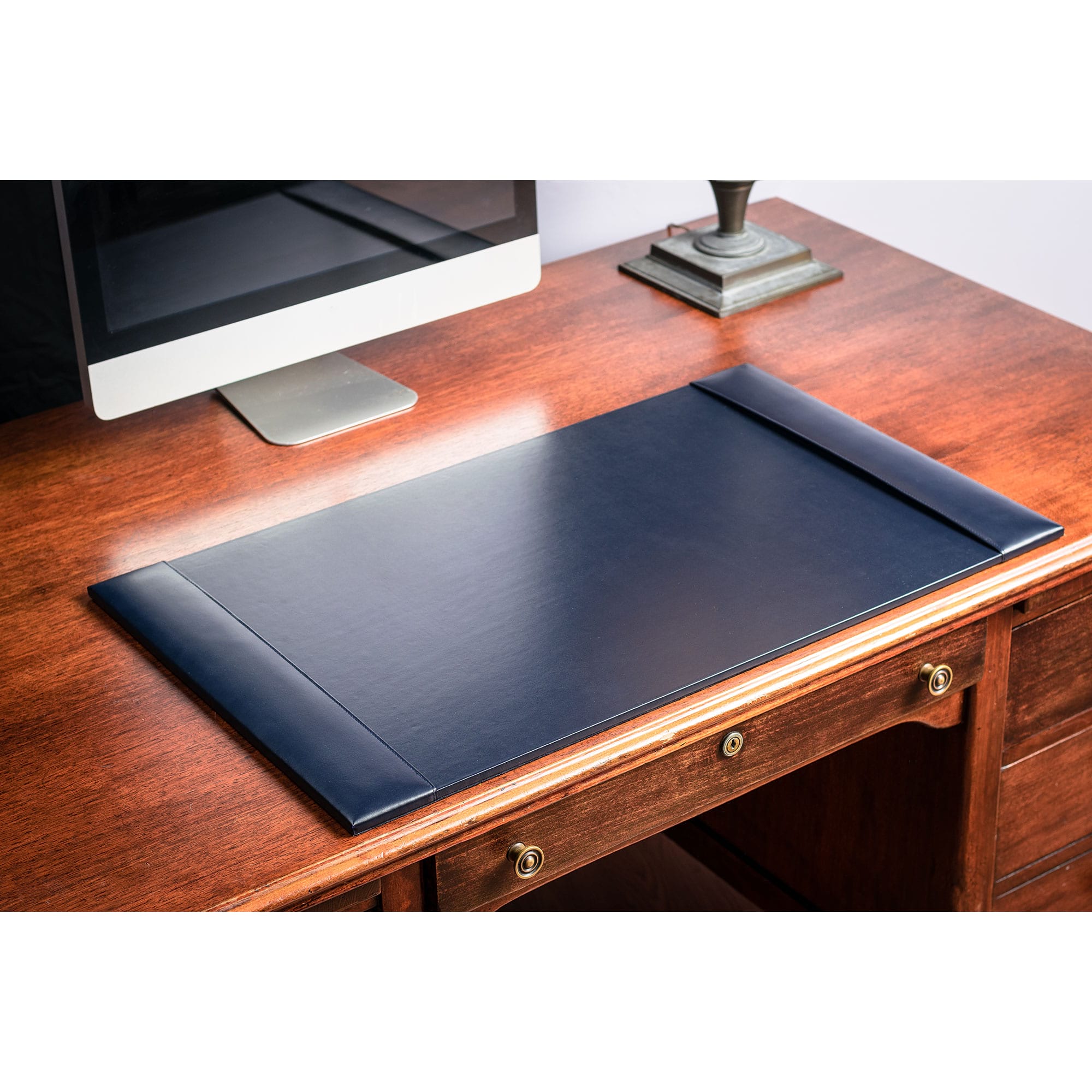 Navy leather desk online pad